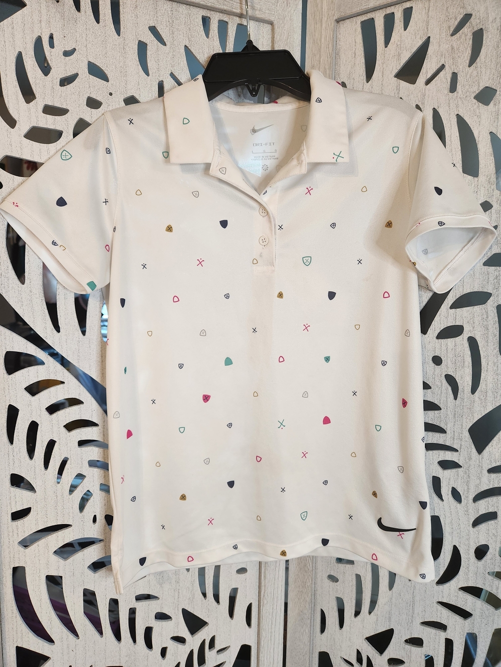 Nike Kids' Cream Polo Shirt with Multicolor Mini Prints